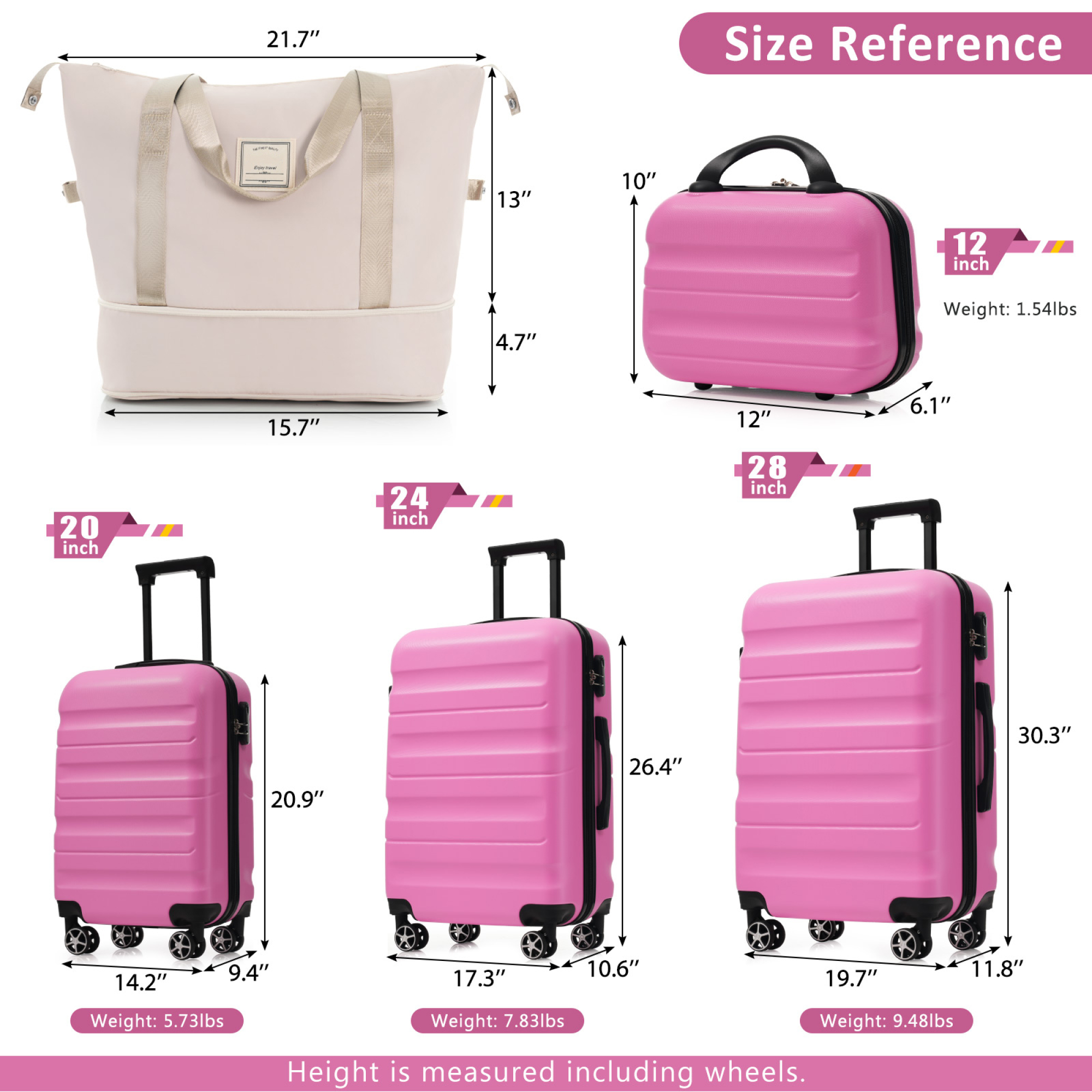 Hardshell ABS Luggage Set - Carry-On Suitcases with Dual Spinner Wheels,Check-In Sizes for Travel & Business