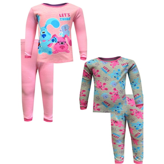 WebUndies Girls Blue's Clues Let's Think Cotton Toddler 4 Piece Pajamas (2T)