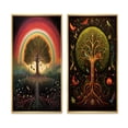 thumbnail image 2 of Designart "Rainbow Tree of Life Retro Illustration" Landscape Trees Framed Wall Art Set Of 2 - Traditional Green Framed Canvas Set For Living Room Decor, 2 of 6