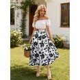 thumbnail image 5 of TEMOFON Womens Floral Maxi Skirt Elastic Waist A-Line Long Skirt Casual Flowy Summer Boho Beach Vacation Skirt with Pockets, 5 of 9