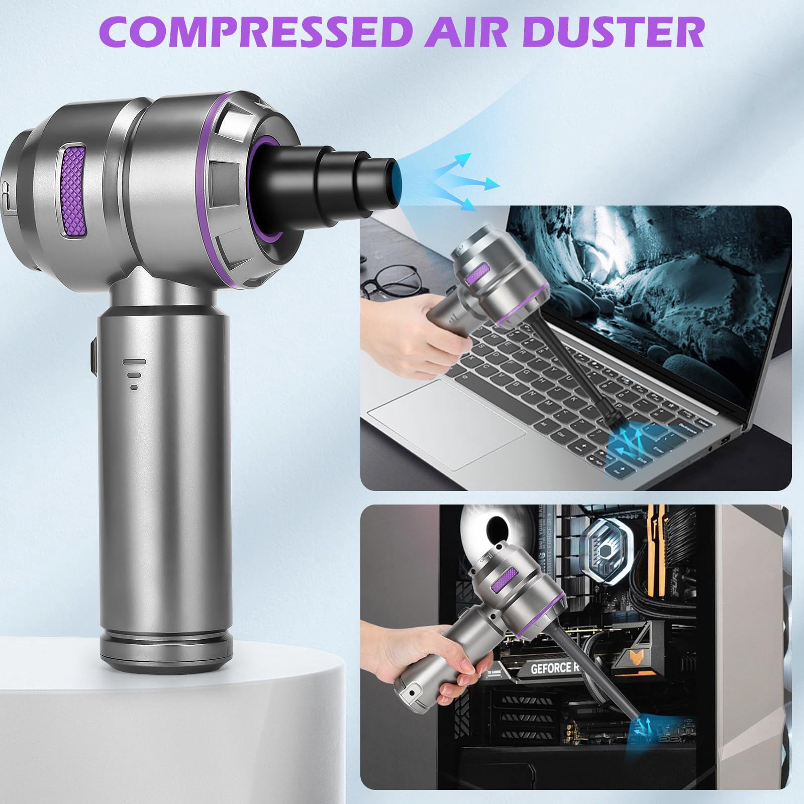 22000PA High Power Mini Car Vacuum Cleaner, Rechargeable Handheld Cordless Vacuum & Compressed Air Duster, Portable Car & Home Cleaning Tool