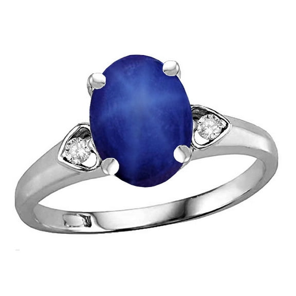 Star K� Oval 9x7 Created Star Sapphire Three 3 Stone Heart Engagement Promise Wedding Ring