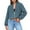 Blue, variant on Womens Cropped Jackets Full-Zip Solid Color Sweatshirt Sport Coat No Hood Casual Outerwear Long Sleeve Fall Clothes (XL, Gray)