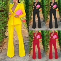 Azrian Womens Suit Jacket Tops Sets,Fashion Womens Plus Size Suit Sets Long Sleeve Solid Suit Pants Casual Elegant Business Suit Set