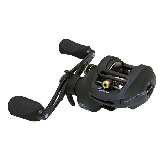 Quantum Smoke HD Baitcast Fishing Reel, Size 200 Reel, 6.6:1 Gear Ratio, Right-Hand Retrieve, Black