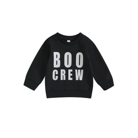 

Bagilaanoe Toddler Baby Girl Boy Halloween Sweatshirt Long Sleeve Letter Print Pullover 6M 12M 18M 24M 3T Kids Fall Loose Tee Tops
