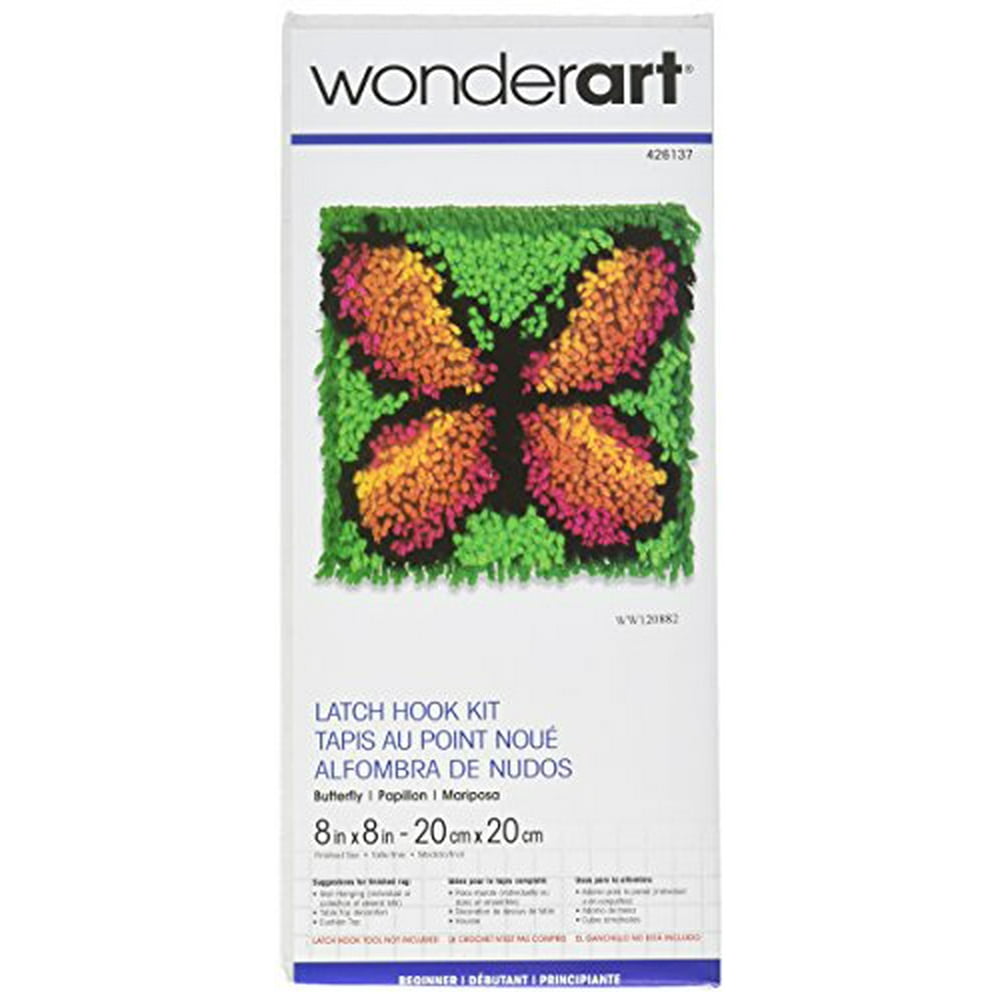 Wonderart Butterfly Latch Hook Kit, 8" X 8"