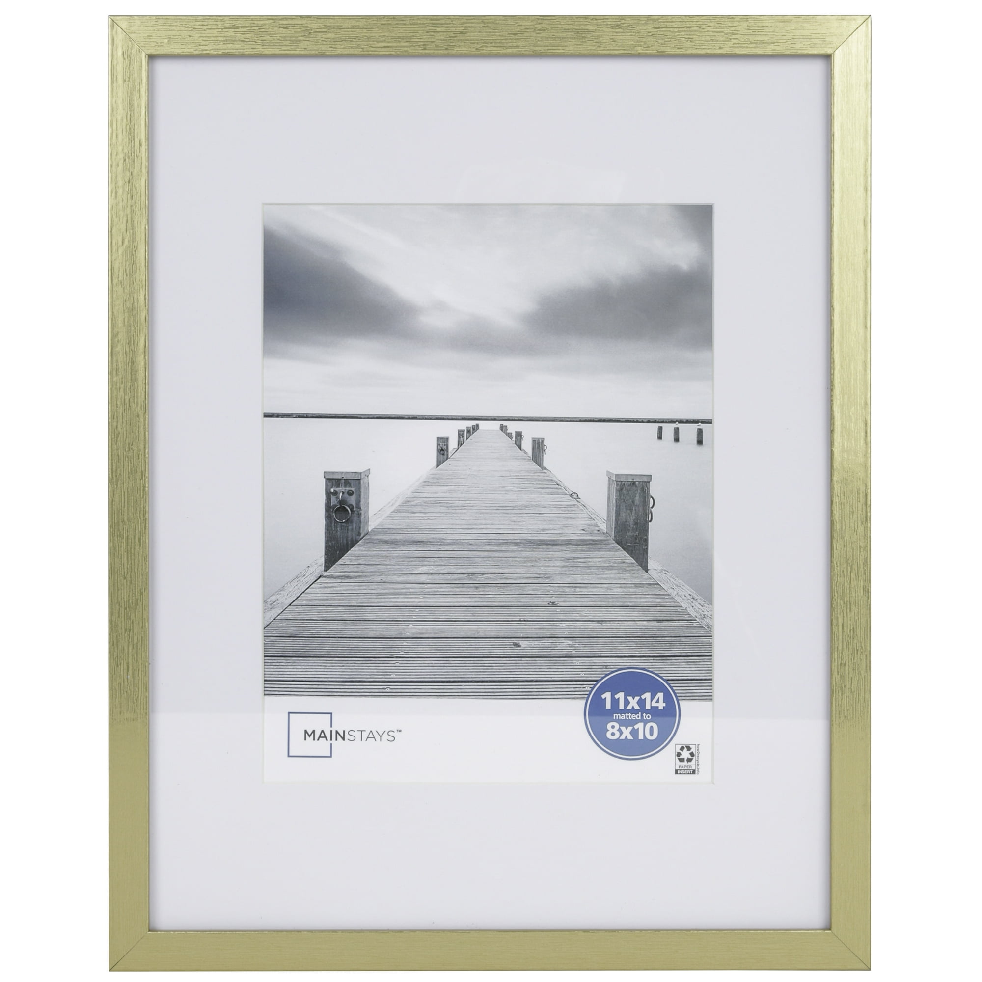 Mainstays Linear Gallery 11 x 14 Gold Picture Frame, Fits 8 x 10 with Mat
