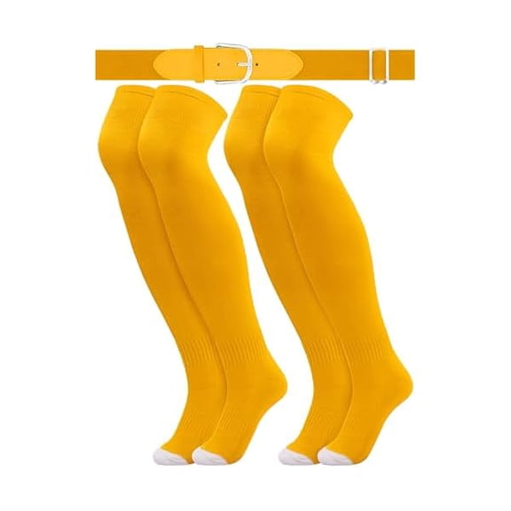 Eryueer3 Pcs Baseball Belt and Socks Combo Youth Over Knee Sock Men's Baseball Belts Stockings Softball Belt