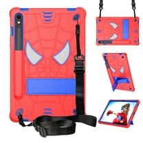 Dteck for Samsung Galaxy Tab S9 / S9 FE 2023 Case, Heavy Duty Rugged Silicone Cover with S Pen Holder, Kickstand, Shoulder Strao for Galaxy TabS9 11" / S9 FE 10.9 Inch,Red Blue