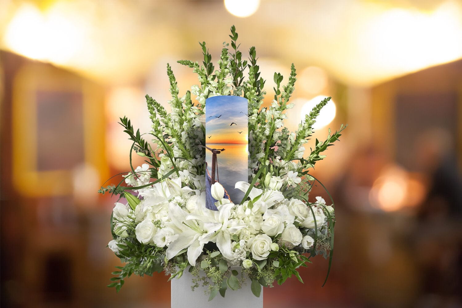 Beautiful Scenes - Dock of the Bay Scattering Urn - Biodegradable Urns for Human Ashes Adult for Funeral, Burial, Niche, or Columbarium Cremation - Urns for Adult Ashes - Scattering Urns - Large