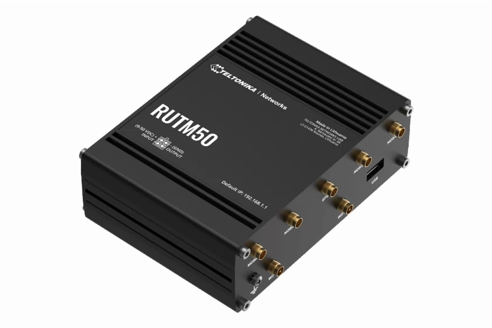 Teltonika RUTM50 Cellular 5G Router; Speeds of up to 3.4 Gbps; Dual SIM with Auto-failover; Backward Compatible with 4G (LTE Cat 19)