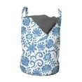 thumbnail image 1 of Floral Laundry Bag, Pattern of Bluish Flowers and Leaves on Plain Background Romantic Art Print, Basket with Handles Drawstring Closure for Laundromats, 13" x 19", Sea Blue and White, by Ambesonne, 1 of 4