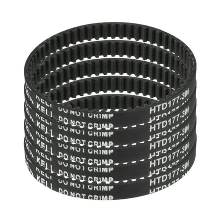 5 Packs HTD-3M Rubber Timing Belt 59 Teeth, 177mm Pitch Length x 6mm Width x 2.4mm Height, Pulley Timing Belt