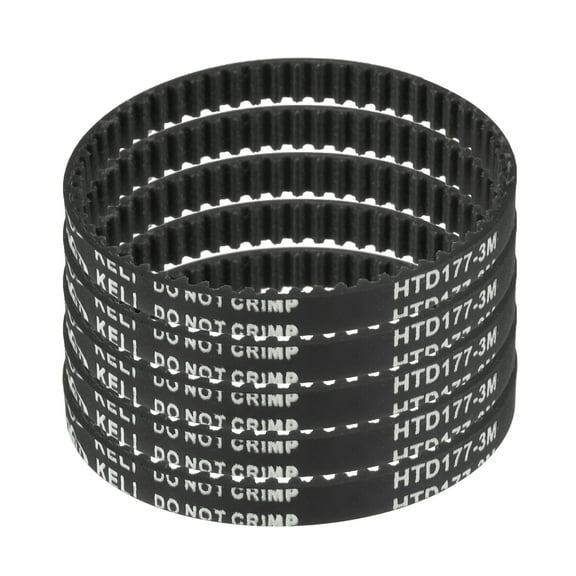 5 Packs HTD-3M Rubber Timing Belt 59 Teeth, 177mm Pitch Length x 6mm Width x 2.4mm Height, Pulley Timing Belt