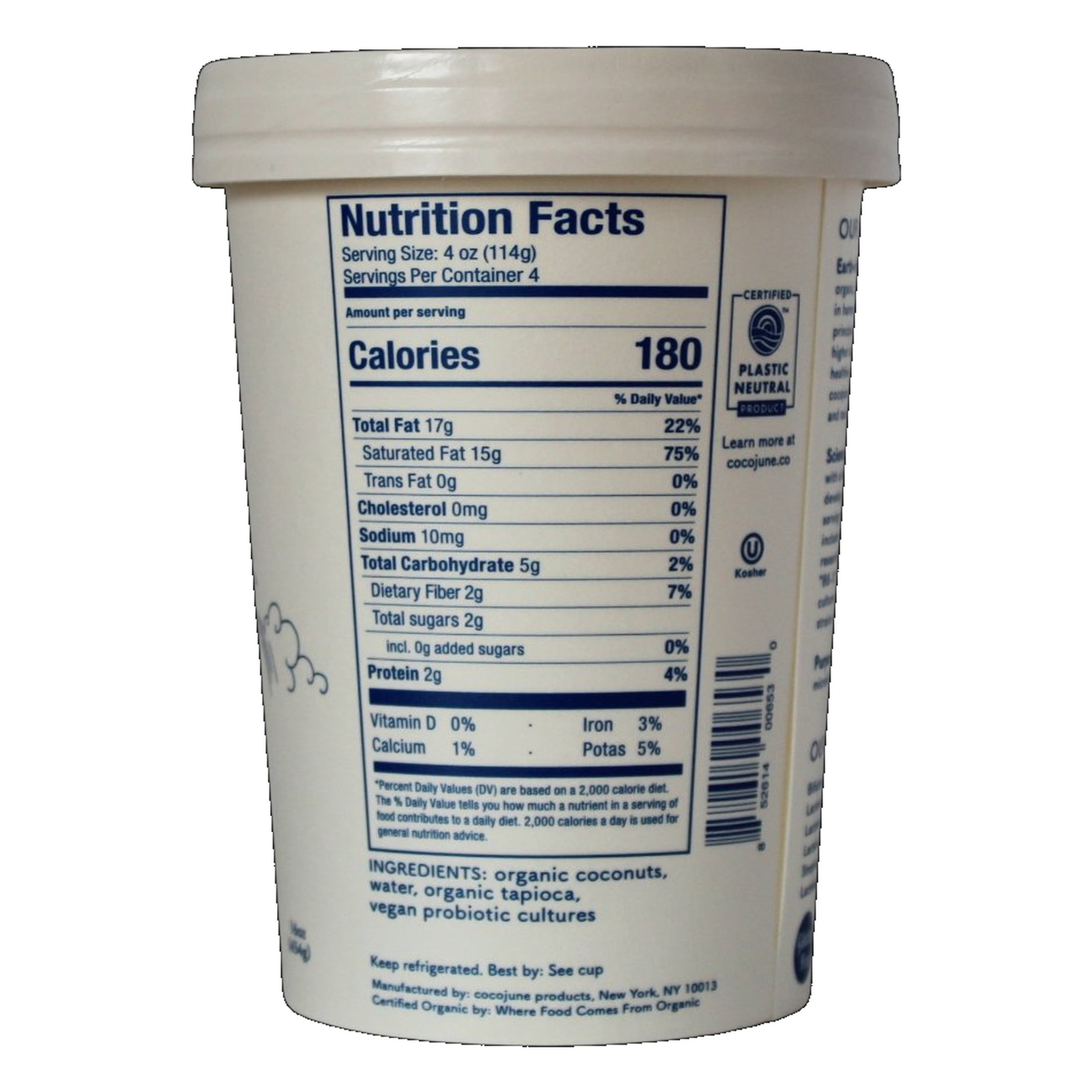 Cocojune - Organic Cultured Coconut Dairy-Free Plant Based Probiotic Blend Non GMO Gluten Free Yogurt, Pure Coconut, 16 oz