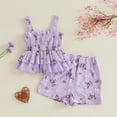 thumbnail image 2 of Xyant Toddler Baby Girl Clothes Knit Floral Fly Sleeve Tops Shorts Cute Summer Spring Outfits Infant Baby Girl Clothing Set (Light Purple,18-24 Months), 2 of 7