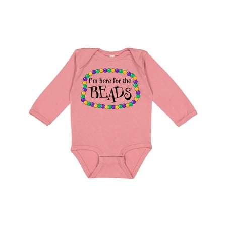 

Inktastic I m Here for the Beads Mardi Gras Gift Baby Boy or Baby Girl Long Sleeve Bodysuit