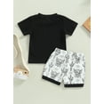 thumbnail image 5 of Toddler Western Baby Boy Summer Clothes Short Sleeve Cow Print T-Shirt Tops Shorts Set 2Pcs Casual Outfits Black 12-18 Months, 5 of 9
