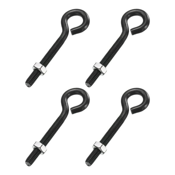 Uxcell 4 Pack Eye Bolts, M5 x 40mm 304 Stainless Steel Threaded EyeBolt Black Eye Hooks with Nut for Hanging or Securing Cables