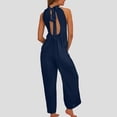 thumbnail image 5 of SRZYMJ Women's Slim Fit Jumpsuit Stylish Women's Backless Neck Wide Leg Romper Jumpsuit Elegant Evening Party Wear Summer Outfit with Tie Detail for, 5 of 8