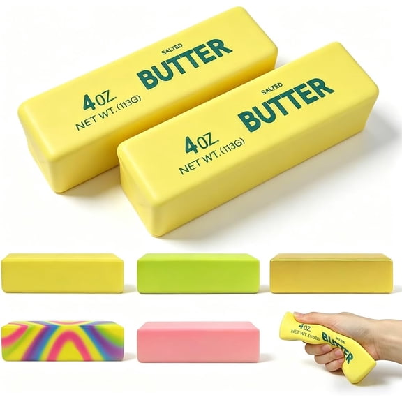 2 Pack Butter Squishy Toys Slow Rising Soft Squeeze Toy Stress Relief Fidget Toys for Kids Party Favors Birthday Gifts Adults Office Desk Toys (Yellow)