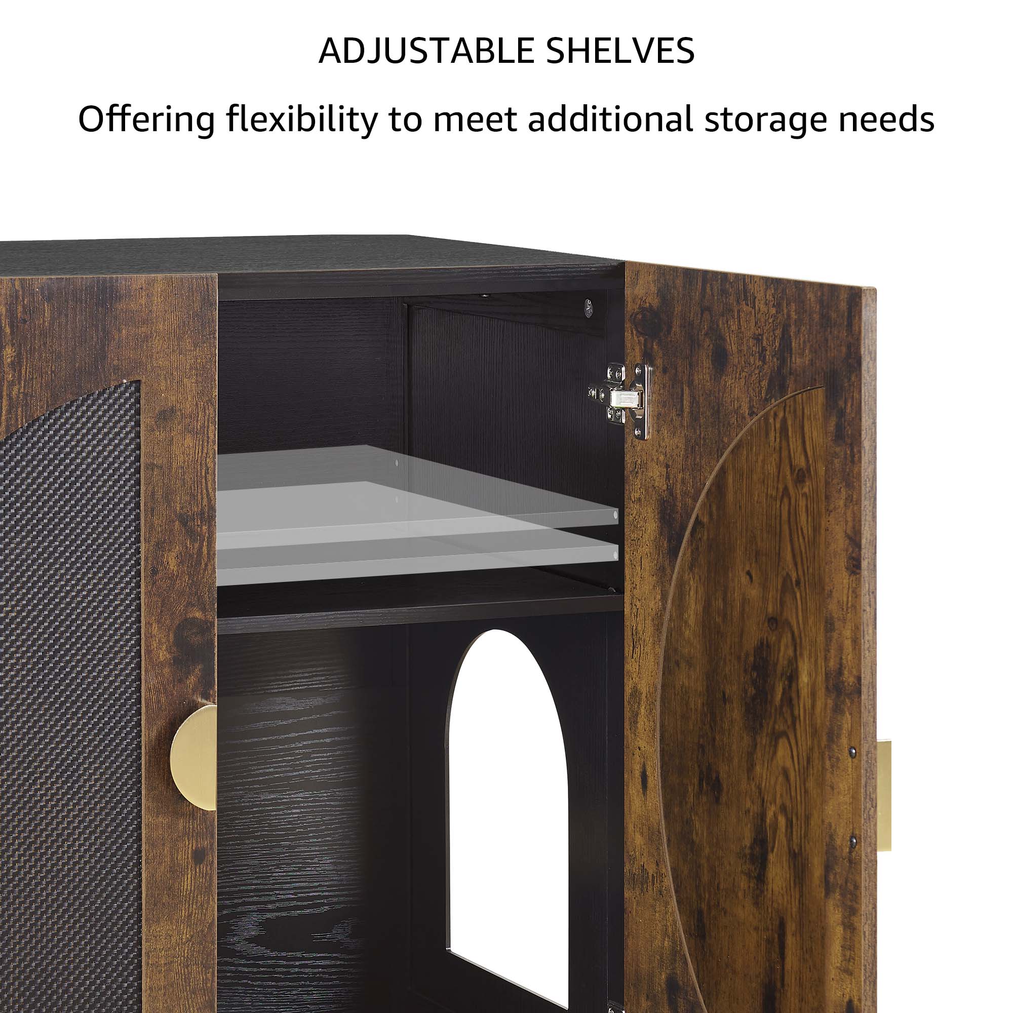Unipaws Tall Cat Litter Box Enclosure with Shelves, Hidden Litter Box Cover for Tall or Top Entry Litter Box