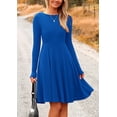 thumbnail image 3 of Vestido PRETTYGARDEN de Punto Acanalado Manga Larga Línea A Azul Talla M, 3 of 8