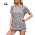 thumbnail image 1 of Femmes T-shirt Imprimé Manches Courtes Col Rond Fille Col Rond Été Casual Top, Gris, XL, 1 of 8
