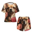 thumbnail image 4 of Lsque Vintage Red Flower Chihuahua Women's Short-Sleeved Pajama Set - 2 Piece Soft and Lightweight Sleepwear Set-Small, 4 of 9