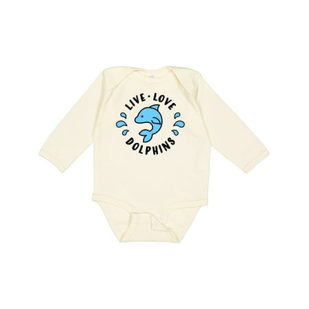 

Inktastic Live Love Dolphins Gift Baby Boy or Baby Girl Long Sleeve Bodysuit