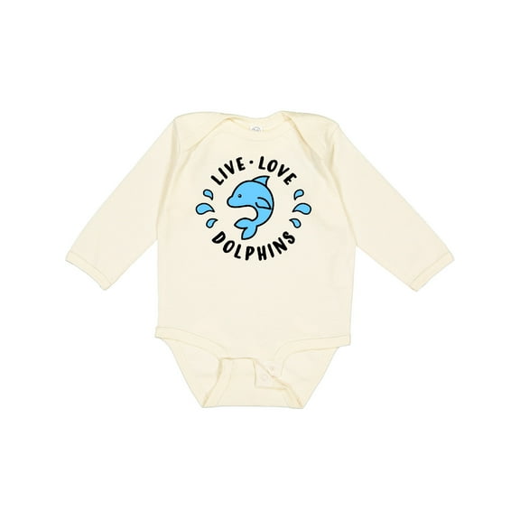 Inktastic Live Love Dolphins Boys or Girls Long Sleeve Baby Bodysuit