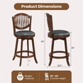 thumbnail image 3 of Costway Swivel Bar Stools Set of 2, 25" Counter Height Barstools with Backrest & Wood Frame, 3 of 8