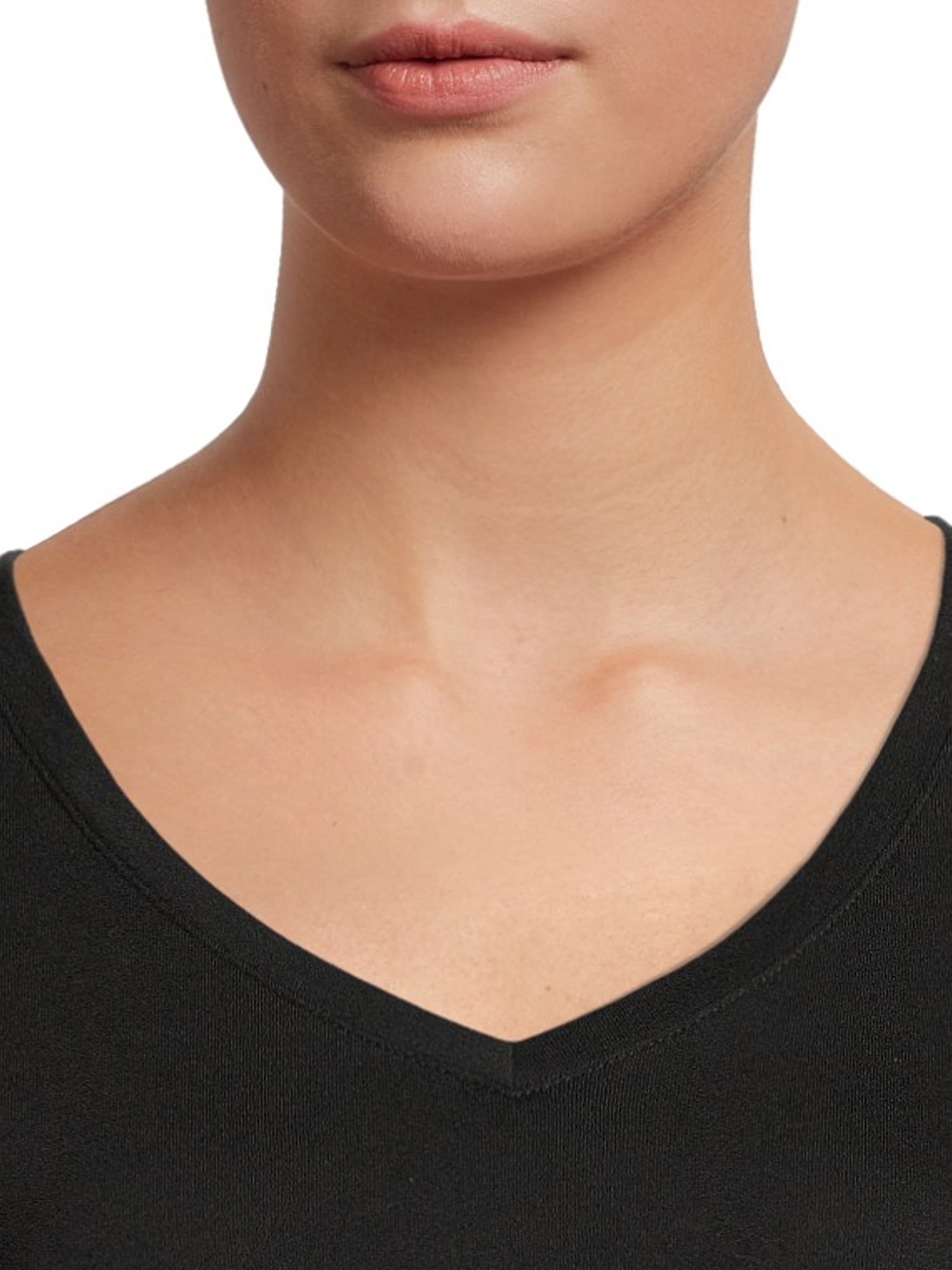 Time and Tru Women's V-Neck T-Shirt with Short Sleeves