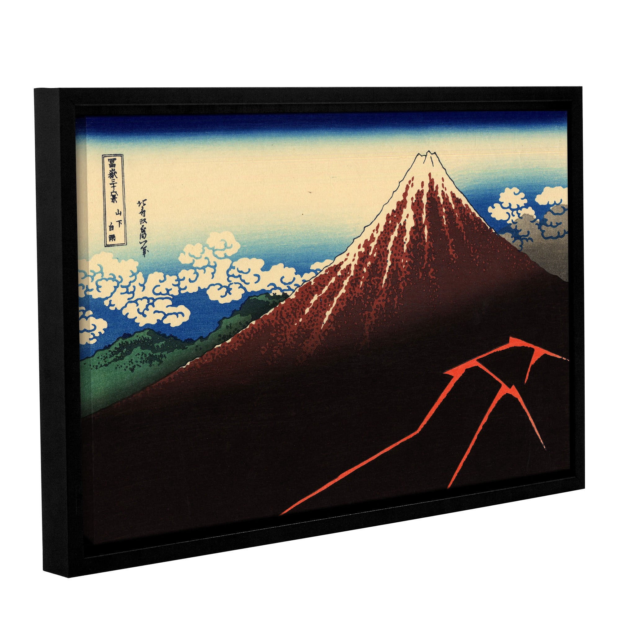 ArtWall Katsushika Hokusai "Shower Below the Summit (Sanka Hakuu)" Gallery-Wrapped Floater-Framed Canvas