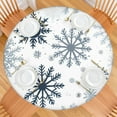 thumbnail image 2 of Blue Christmas Snowflake Pattern Round Fitted Tablecloth with Elastic Edge,Dining Table Cover Waterproof,Outdoor Round Tablecloth for Camping,Dining,Indoor and Outdoor, 2 of 7
