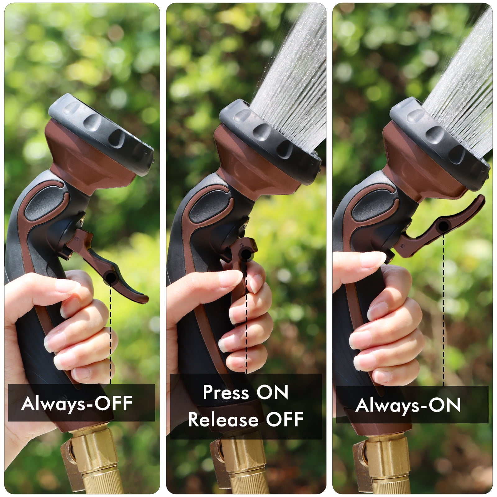 Restmo Zinc-Alloy Hose Nozzle, Heavy Duty Metal Water Hose Sprayer with 9 Spray Patterns, On/Off Valve