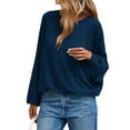 thumbnail image 4 of Ounisa Women's Oversized Crewneck Sweater Batwing Puff Long Sleeve Cable Slouchy Pullover Jumper Tops, 4 of 8
