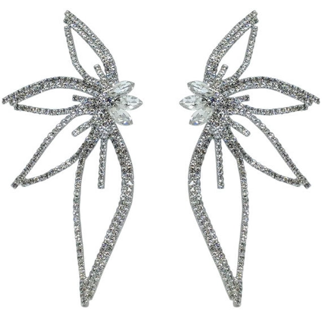 MasteelfCA 1 Pair Rhinestones Earring Leaf Earrings Exaggerated Earrings Statement Earrings