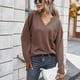 thumbnail image 4 of Blusa Manga Larga Cuello En V Color Puro Bolsillo Cómodo Top De Moda Para Mujer, 4 of 8