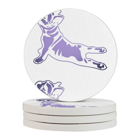 

Circular Drink Coasters Set French Bulldog Yoga Beautiful Home Decor Diatomite Heat-Resistant Diatomite Protect Table Countertop
