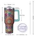 thumbnail image 3 of Boho Mandala 40oz Tumbler with Handle, Spill Proof Lid Straw 40 oz Boho Mandala Theme Tumbler Double Insulated Coffee Cup Gifts Travel Tumbler Must Have, 3 of 3