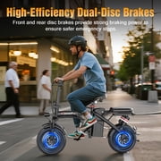 ASKGO 1200W Peak 650W Foldable Electric Bicycle, 48V 13Ah Commuting Electric Bike for Adults, 14 Portable Electric Bicycle with Multi Shock Absorber, UL2849