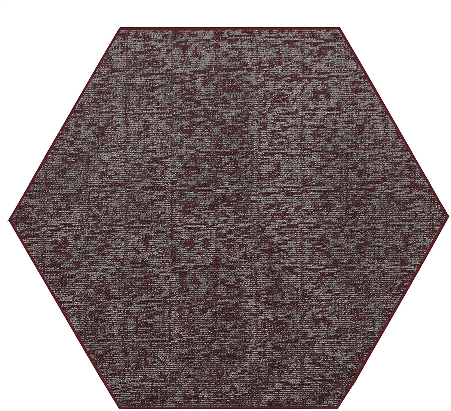 Indoor Outdoor custom size area rugs made in USA Burgundy, 2' Hexagon