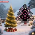 thumbnail image 2 of Stylish Metal Hanging Christmas Tree Wind Spinner - Black & White Design with Pink Hearts & Diamond Pattern for Garden Decor, 2 of 7