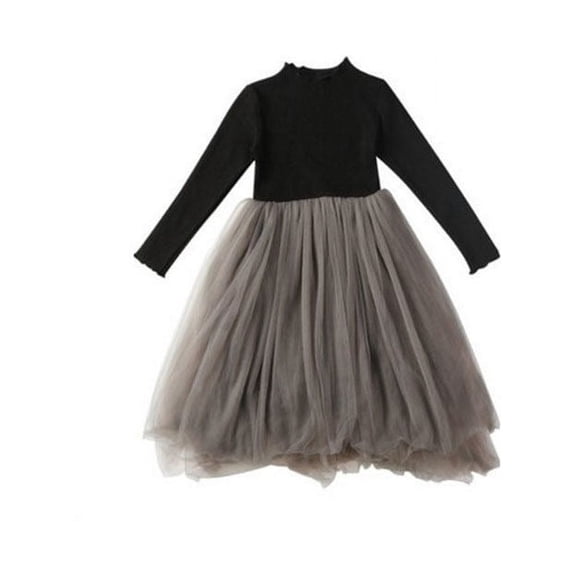 Yidarton Girls Dress 2022 Autumn New Children's Puffed Gauze Dress In Children's Black Lace Princess Dress 140cm