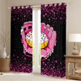 thumbnail image 2 of jejeloiu Pink Baseball Glove Curtains Pack of 2 (42x84 Each),Ball Sport Lover Curtains Blackout For Girls Kids, 2 of 6