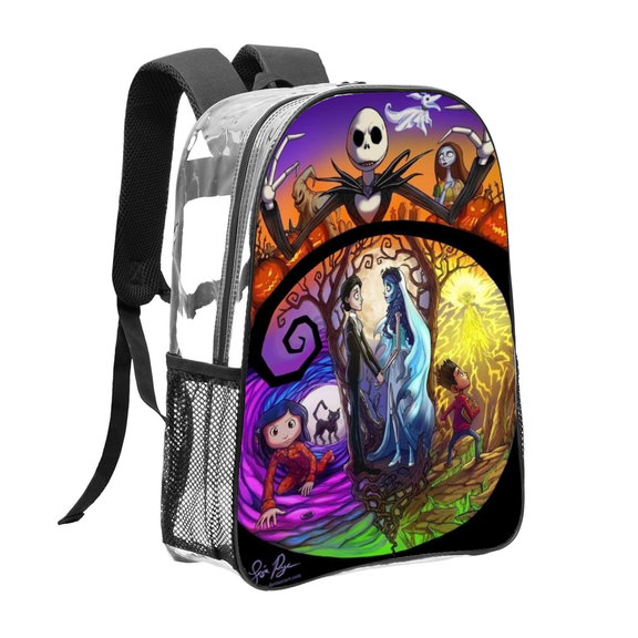 corpse bride Pattern Transparent Backpack Lightweight And fashionable Showcasing Personality And Leading The Trend