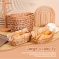 thumbnail image 3 of UPGRATOR 10Pcs Oval Plastic Bread Basket Brown For Food Storage Woven Texture Rustic Design, 3 of 7
