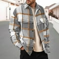 thumbnail image 2 of Mens Shirts Casual Flannel Long Sleeve Plaid Soft Brushed Casual Classic Button Down Collar Fall Winter Comfort Mens Hawaiian Shirt Light Gray XXXL, 2 of 5